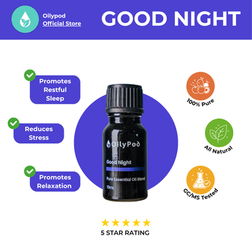 OilyPod Good Night Essential Oil Blend 10ml - 100% Pure & Natural, Promotes Restful Sleep & Relaxation