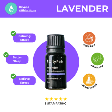 OilyPod Lavender Essential Oil 10ml - 100% Pure & Natural, Calming & Relaxing