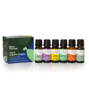 Plant Therapy Top 6 Organic Singles Essential Oil Set