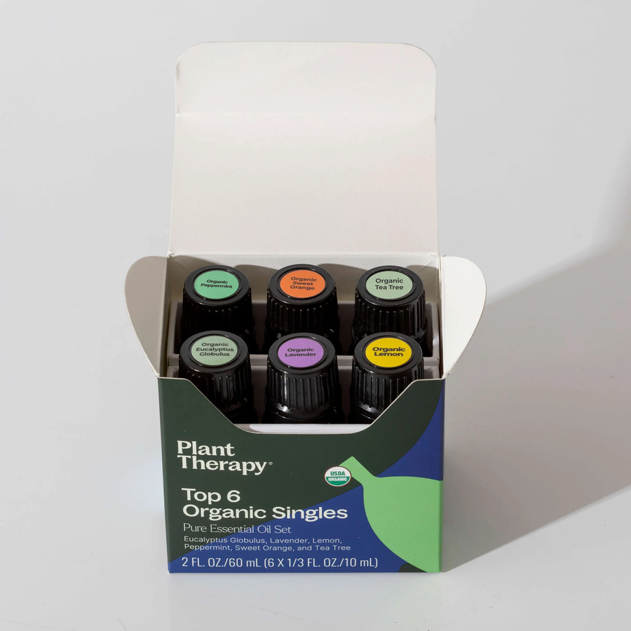 Plant Therapy Top 6 Organic Singles Essential Oil Set