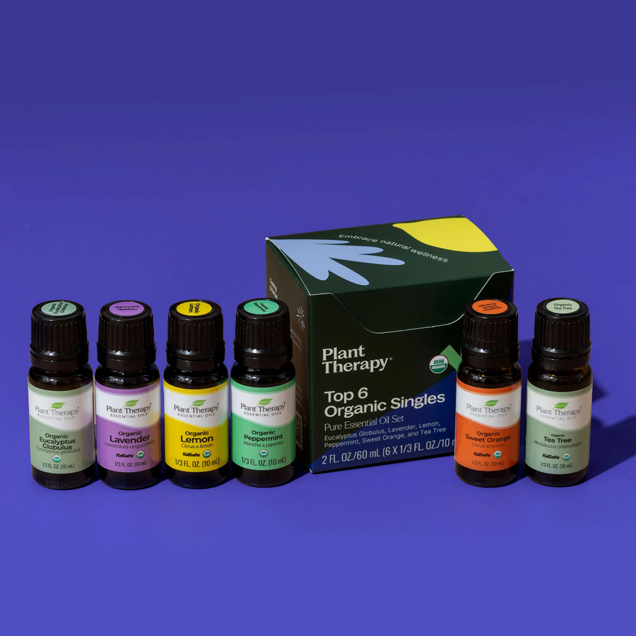 Plant Therapy Top 6 Organic Singles Essential Oil Set