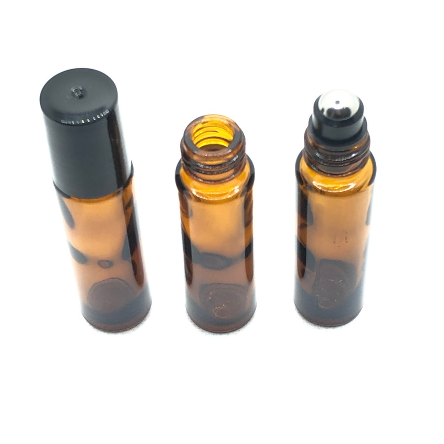 Thick Amber Glass Roll-On Bottle 10ml (1 Piece)