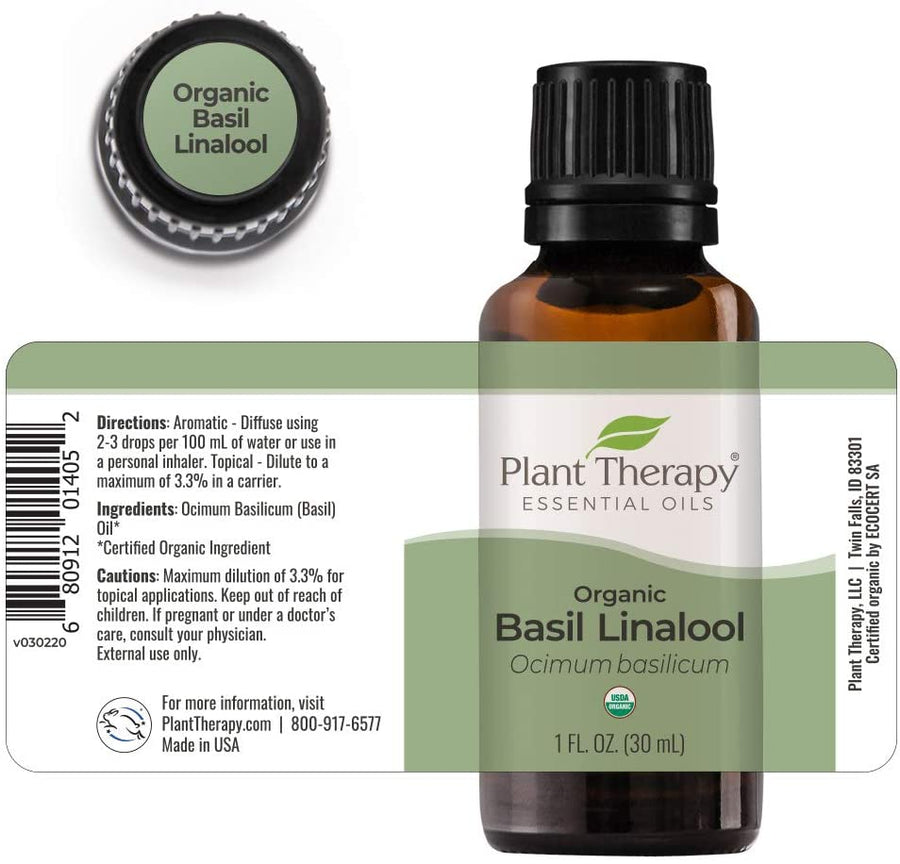 Plant Therapy Basil Linalool Organic Essential Oil - OilyPod