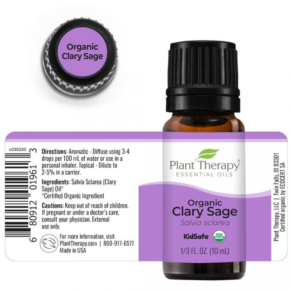 Plant Therapy Clary Sage Organic Essential Oil 10 ml - OilyPod