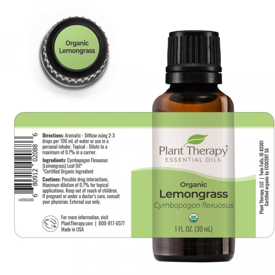 Plant Therapy Lemongrass Organic Essential Oil - OilyPod
