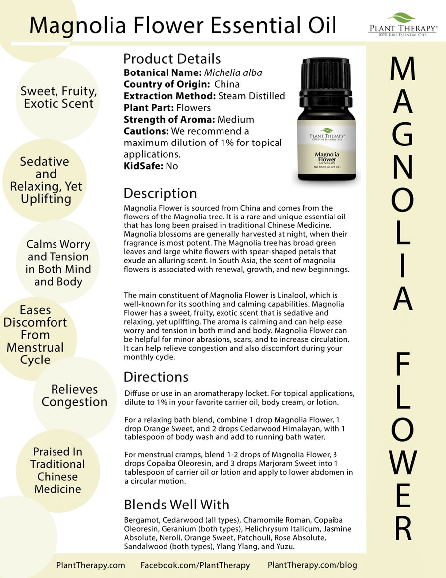 Plant Therapy Magnolia Flower Essential Oil - OilyPod