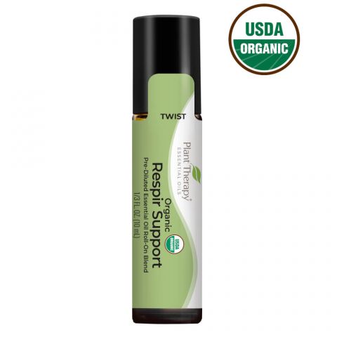 Plant Therapy Organic Respir Support™ Pre-Diluted Essential Oil Blend Roll On 10 mL - OilyPod