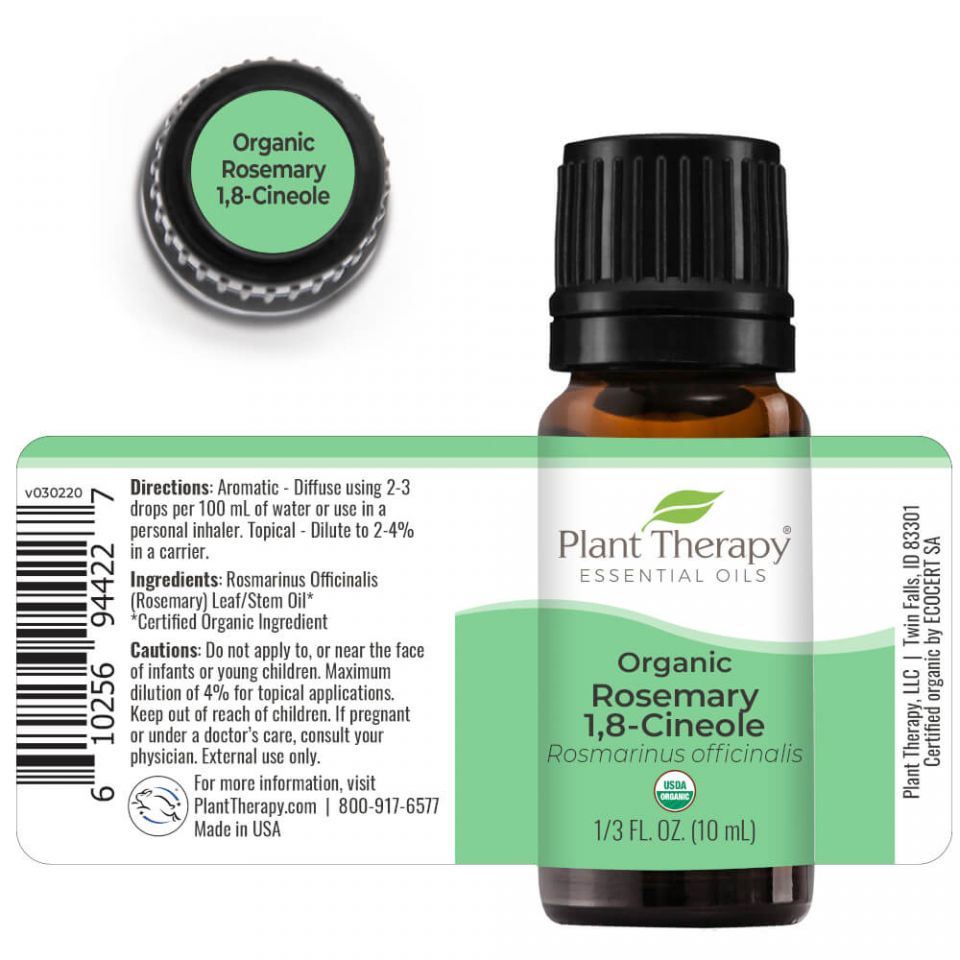 Plant Therapy Rosemary 1,8-Cineole Organic Essential Oil - OilyPod