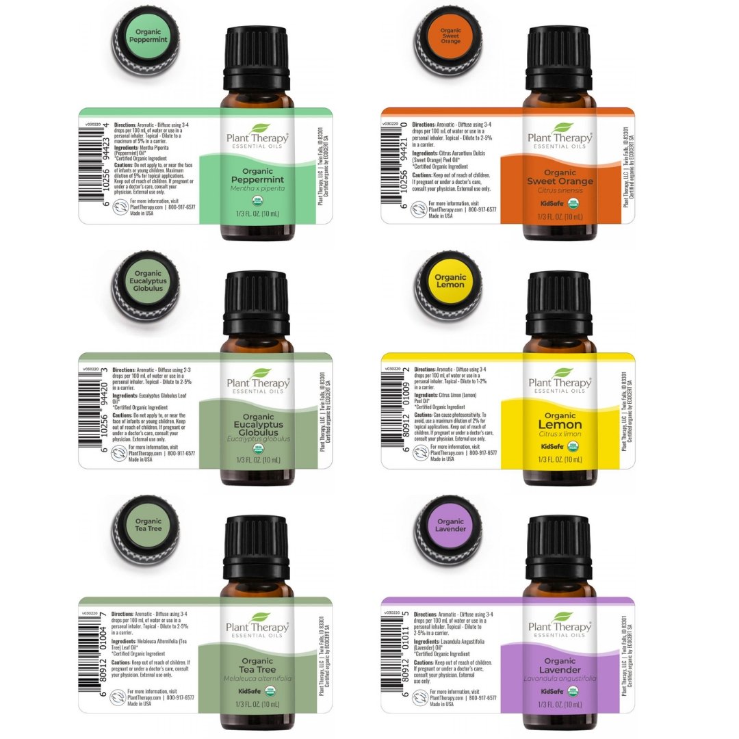 Plant Therapy Top 6 Organic Singles Essential Oil Set - OilyPod